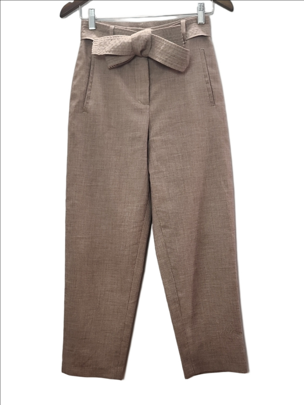 ARITZIA WILFRED Tie front plaid high waist cropped pants